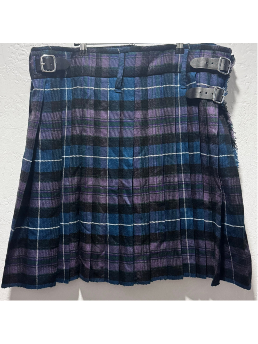 Academia Edwardian Oversized Kilt Plaid Women's size 42 Purple Black Blue